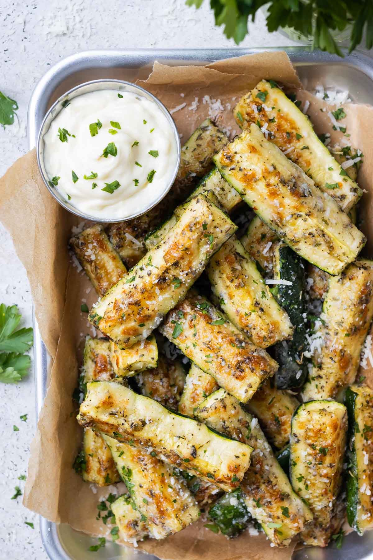 Perfect Parmesan Crusted Zucchini & Garlic Aioli Recipe